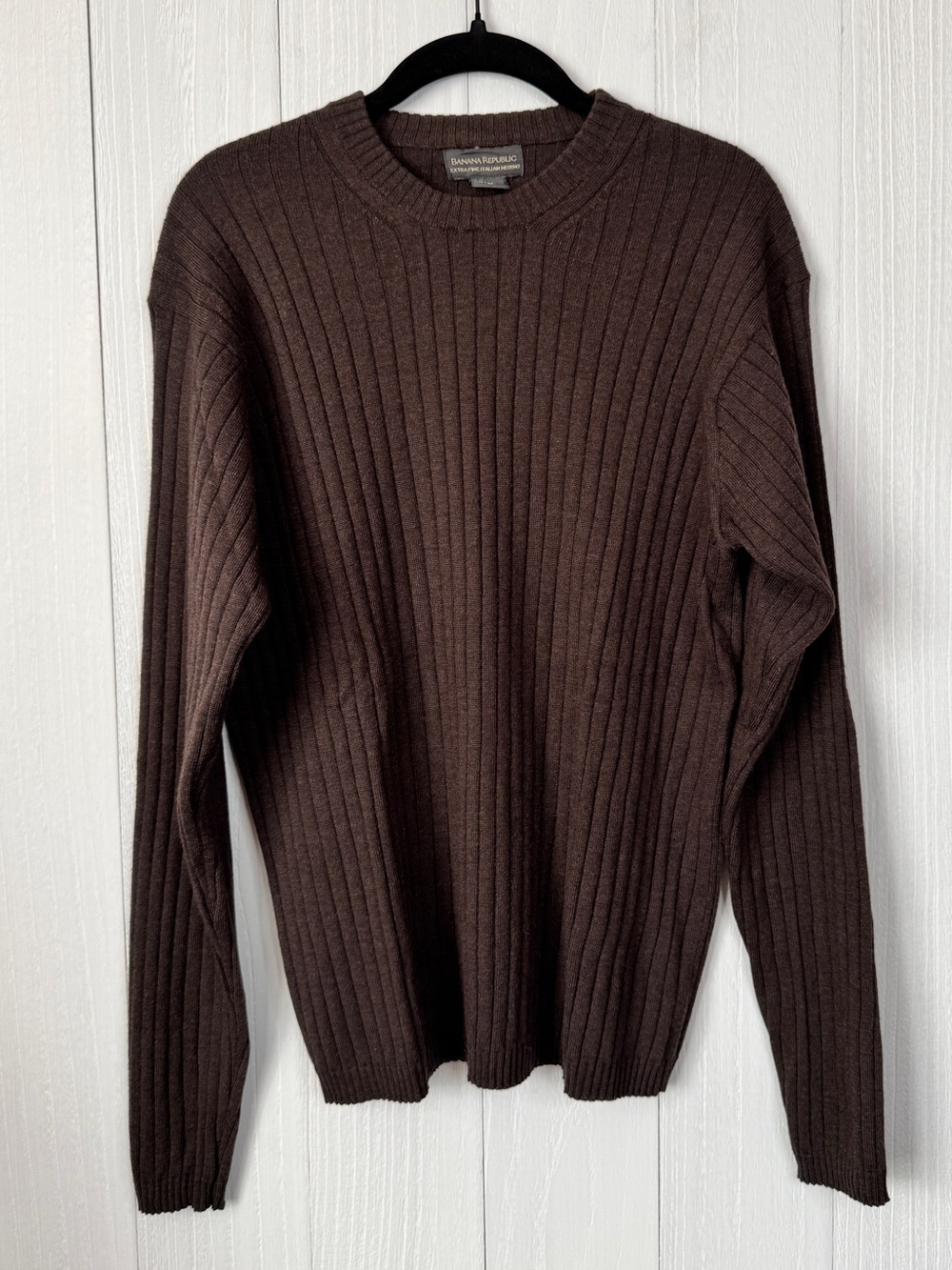 Banana Republic Brown Ribbed Knit Crewneck Sweater Men's Size M